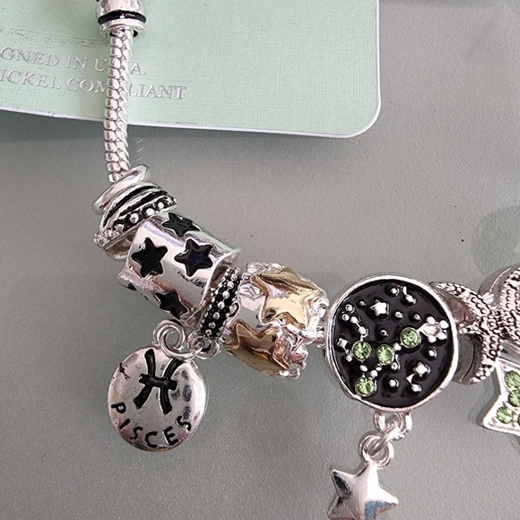 NEW Pisces Zodiac Sign Snake Chain Charm Beads Bracelet - Picture 5 of 7